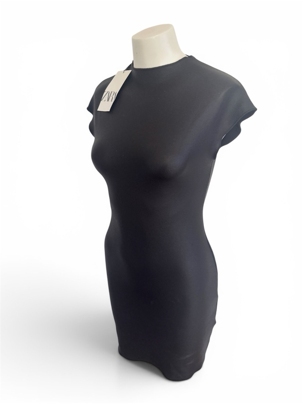 ZARA Bodycon Mini Dress Black Cap Sleeve New Size M